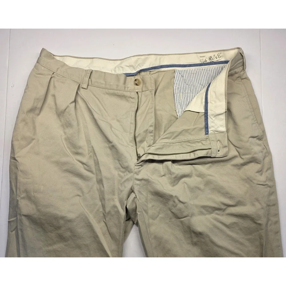 Polo Ralph Lauren Mens Size 38x29 Classic Fit Beige Pleated Chino Pants‎
